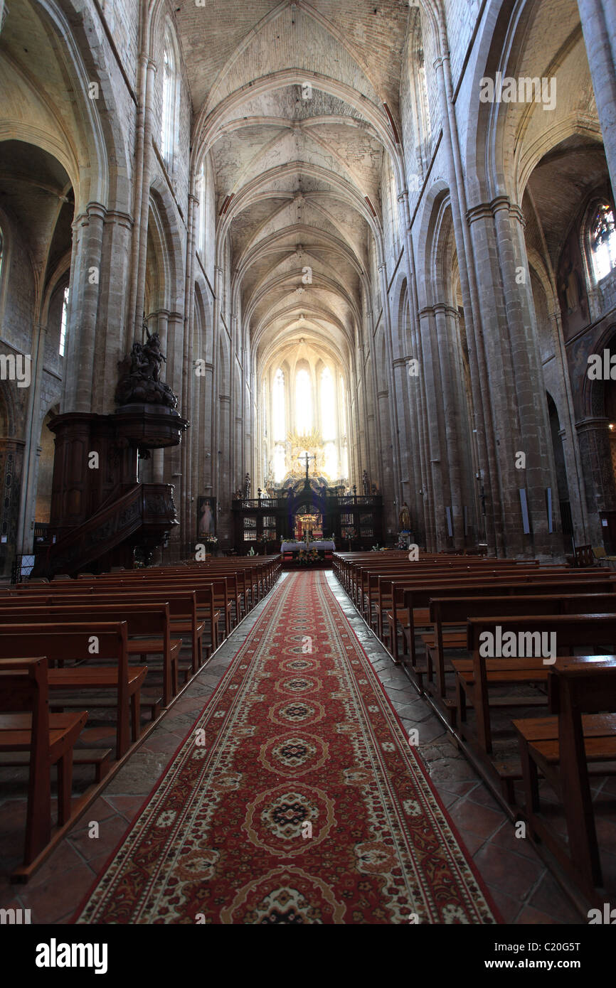 Interior of the Sainte Baume basilica of Saint Maximin which is the biggest Provence basilica Stock Photo