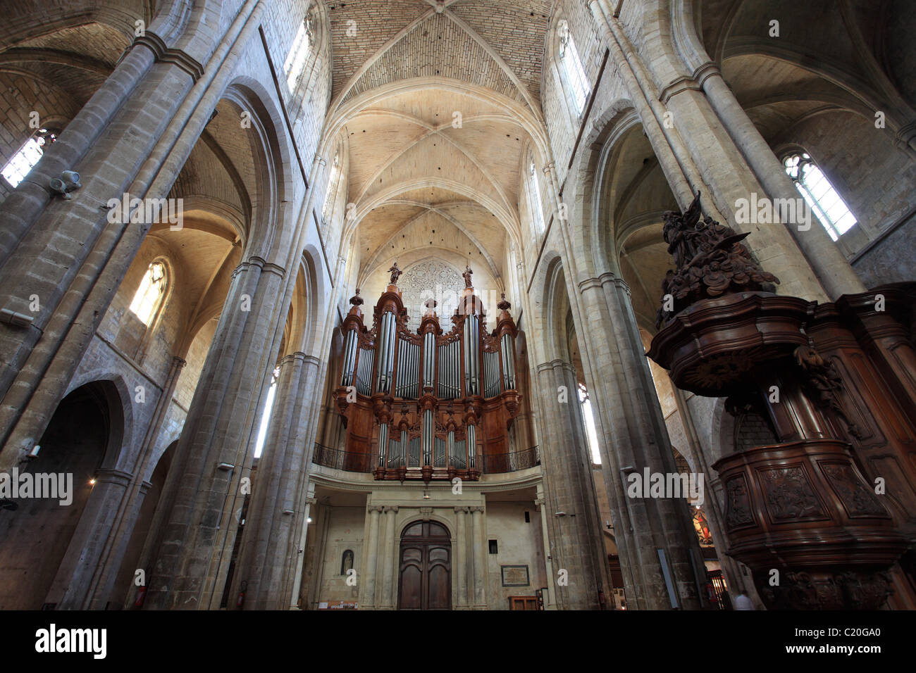 Interior of the Sainte Baume basilica of Saint Maximin which is the biggest Provence basilica Stock Photo