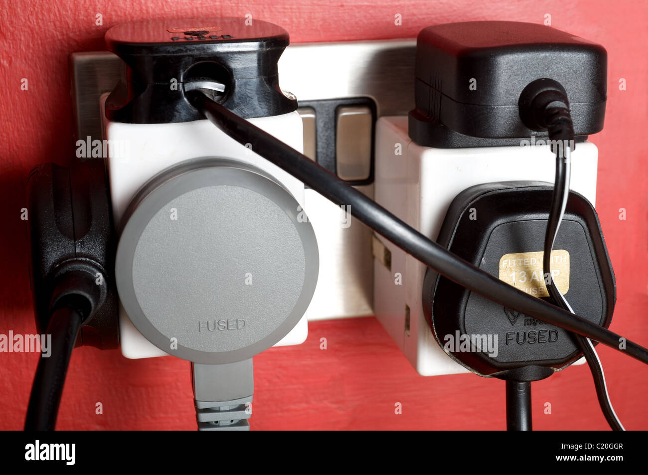 Electrical plugs and sockets, UK. Stock Photo