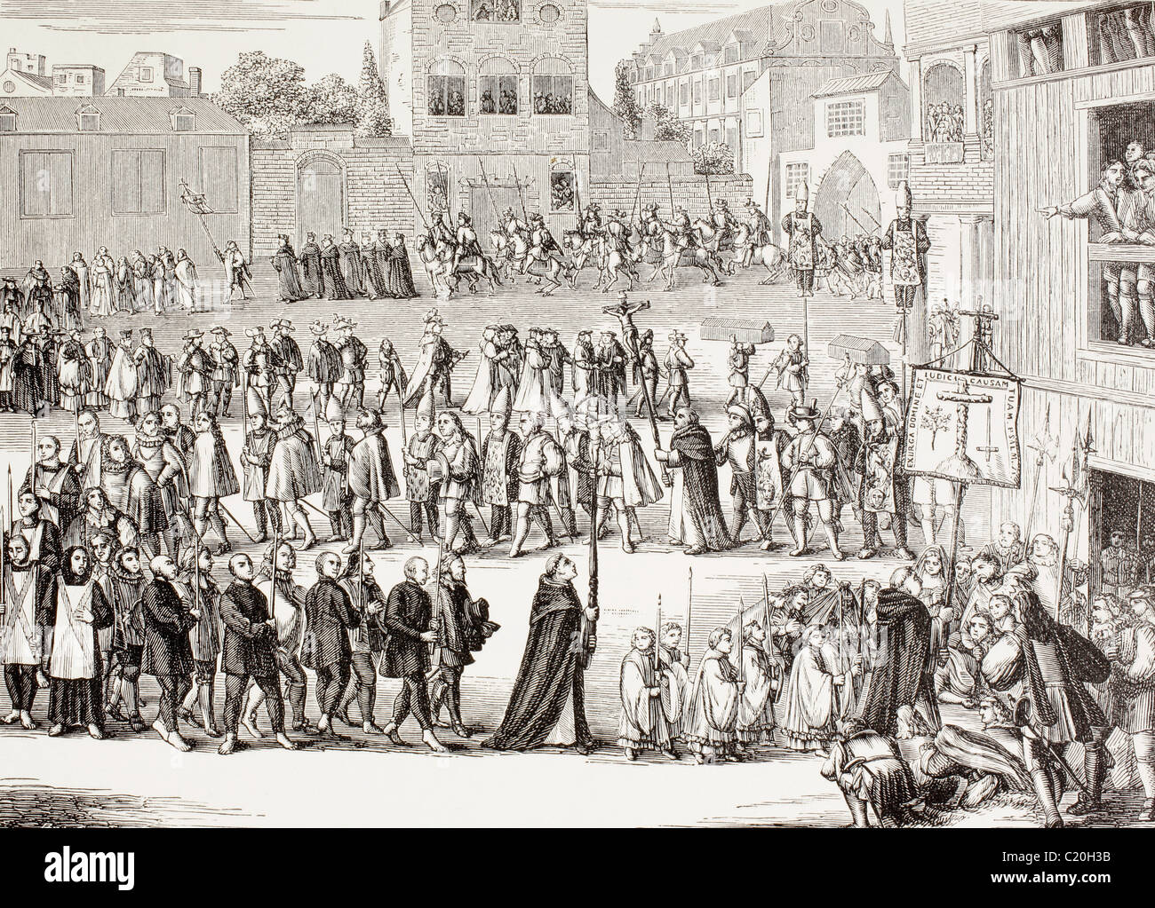 An Auto-da-fe, or Act of Faith, procession in Spain. After a 15th ...