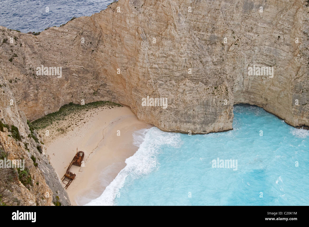 The famous secluded beach 'Shipwreck' of Zakynthos (Zante) island in Ionian Sea, Greece Stock Photo
