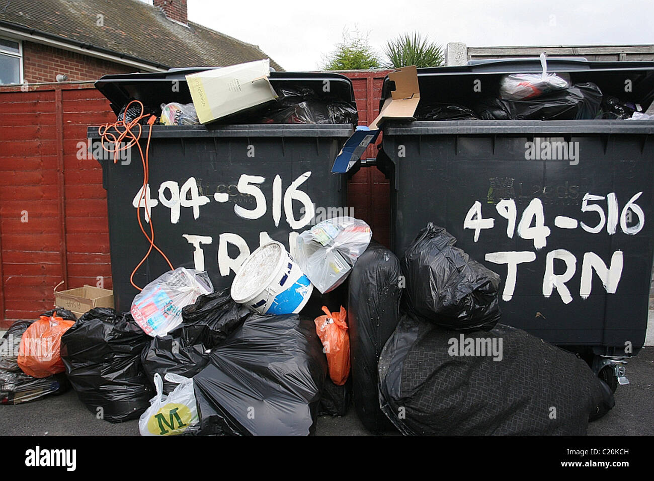 Bins overflow as the refuse collection strike continues, September 14th