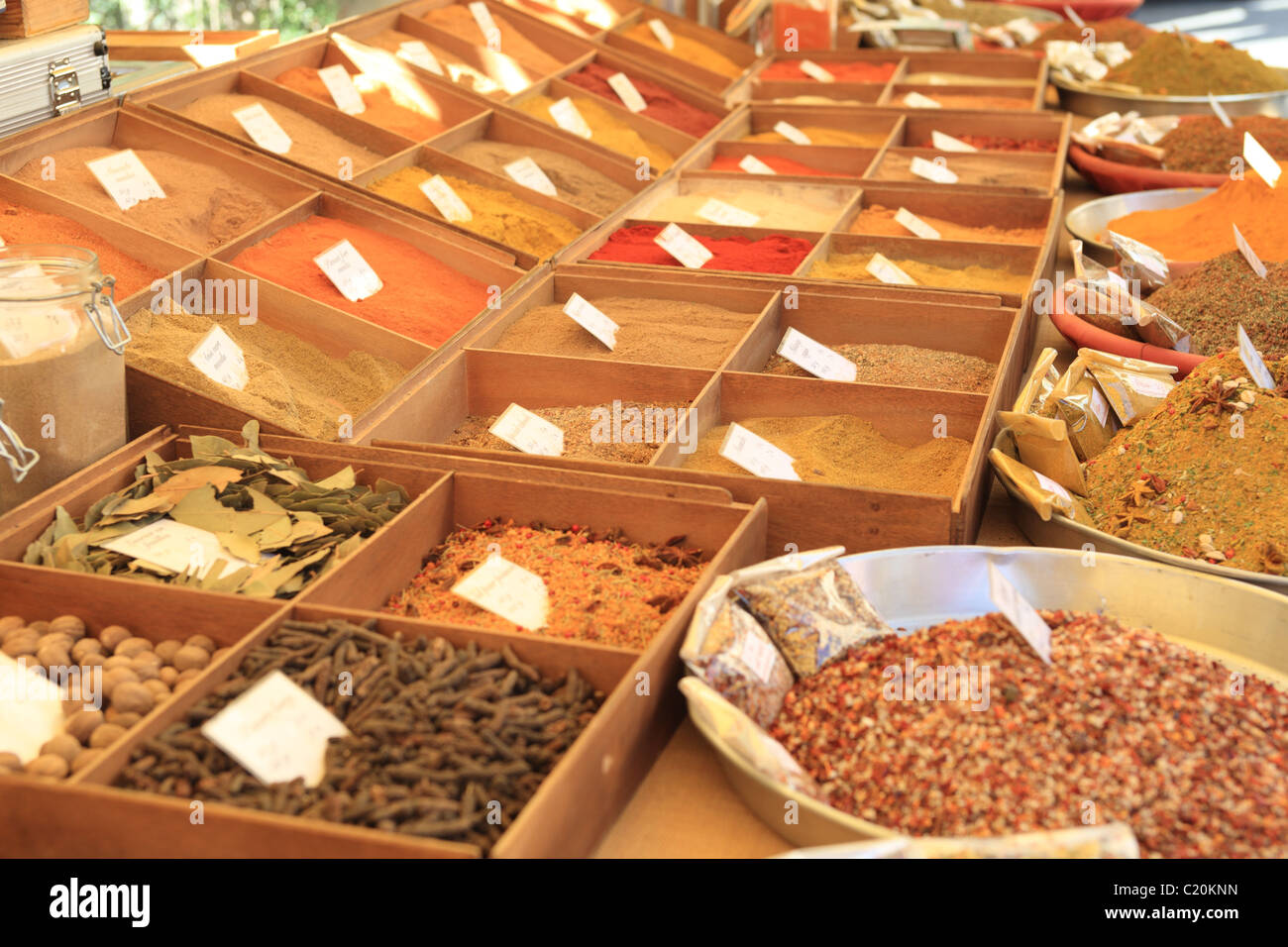 Provence market selling products spicies Stock Photo