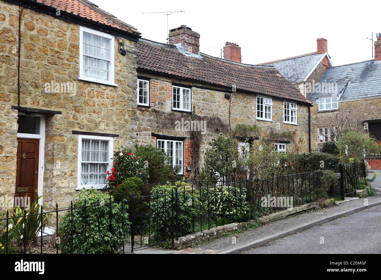 Cottages in Court Barton Ilminster Somerset England Stock Photo