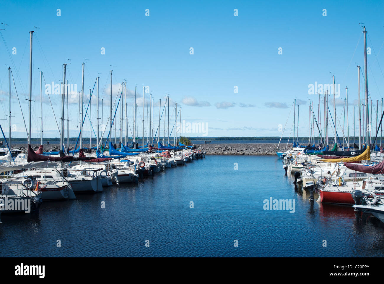 Sailboats docked at the Aylmer Marina in Gatineau, Quebec Canada Stock