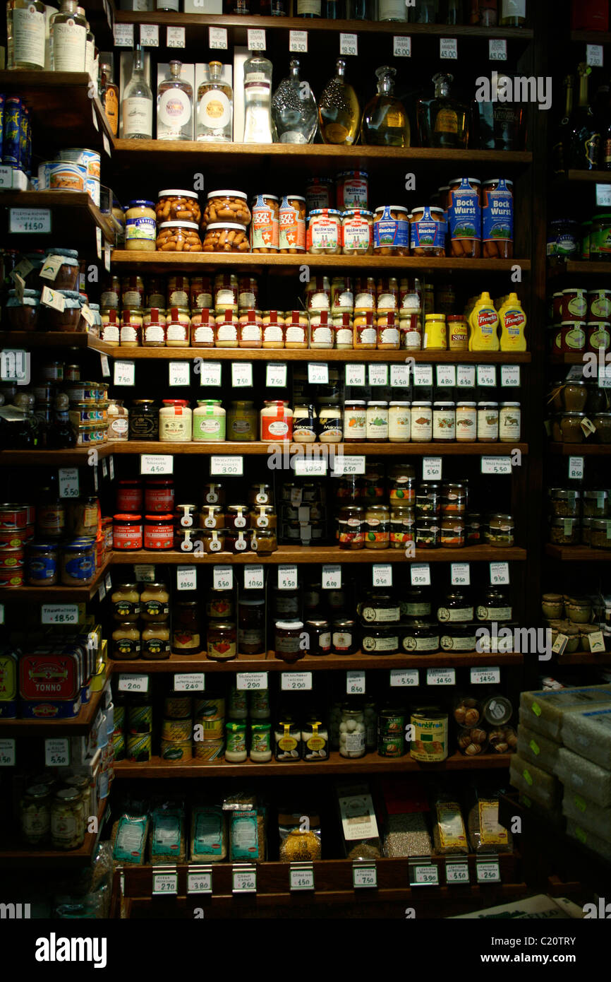 Italian deli shelves Stock Photo Alamy