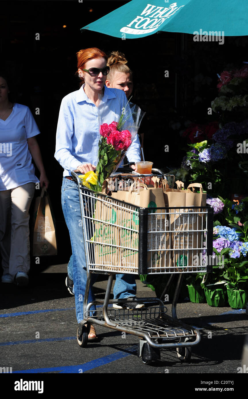 Marcia Cross shops at Whole Foods in Brentwood Los Angeles, California