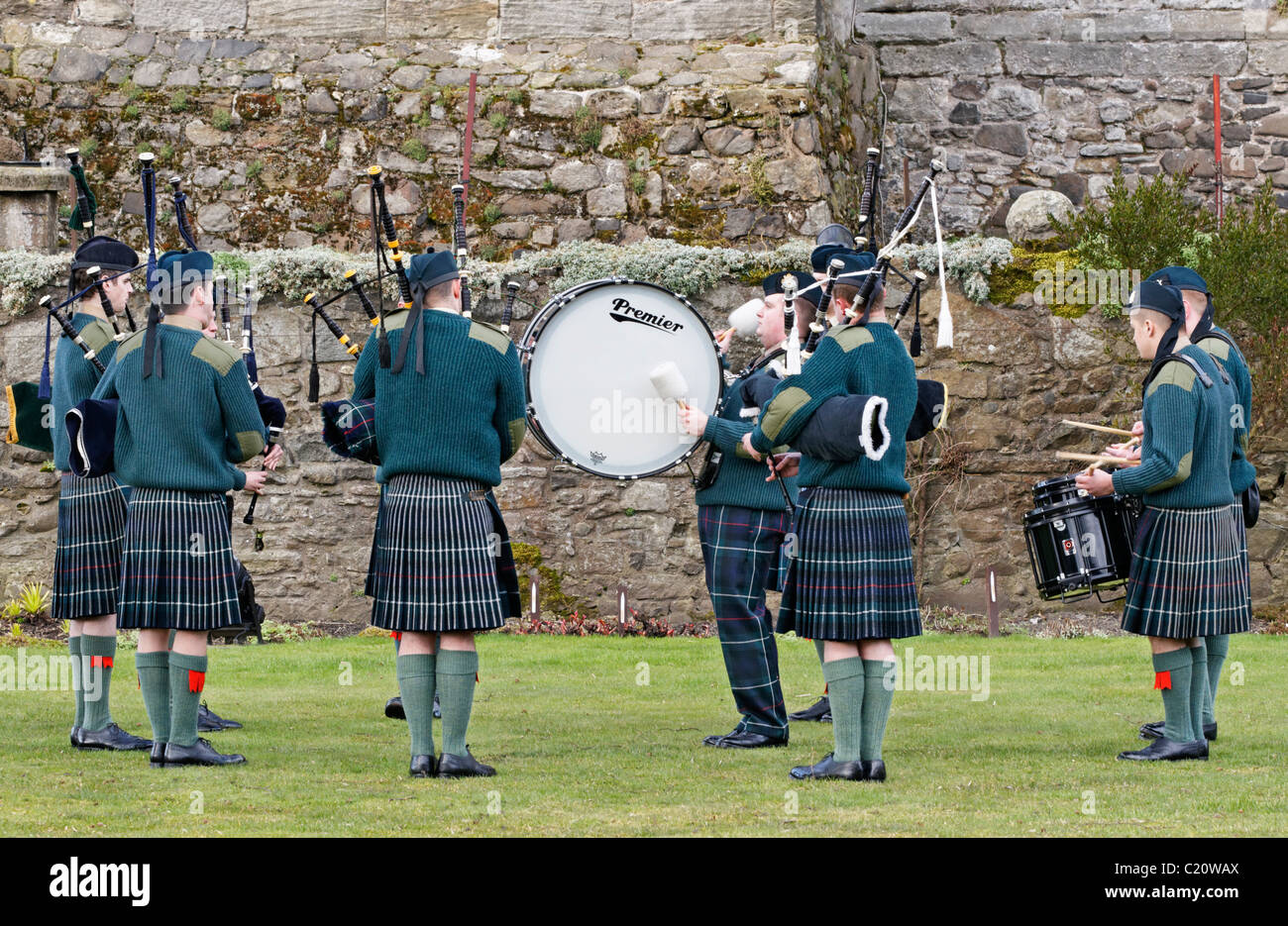 Members of the British Army’s Officer Training Corps (OTC) playing in a