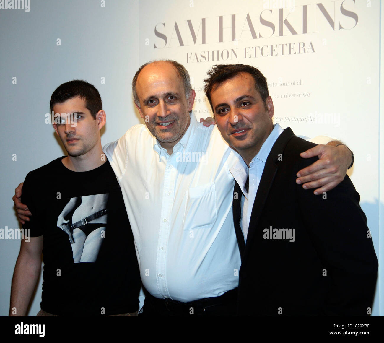Oren Haskins,  Ludwig Haskins and Mazdek Rassi owner of The Milk Gallery Launch of book project Fashion Etcetera by Sam Haskins Stock Photo
