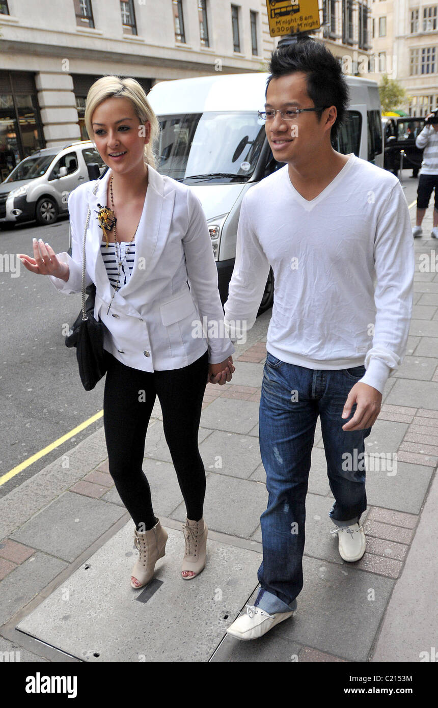 Karly Ashworth and Kenneth Tong outside the Mayfair Hotel. London, England  - 18.09.09 Stock Photo - Alamy