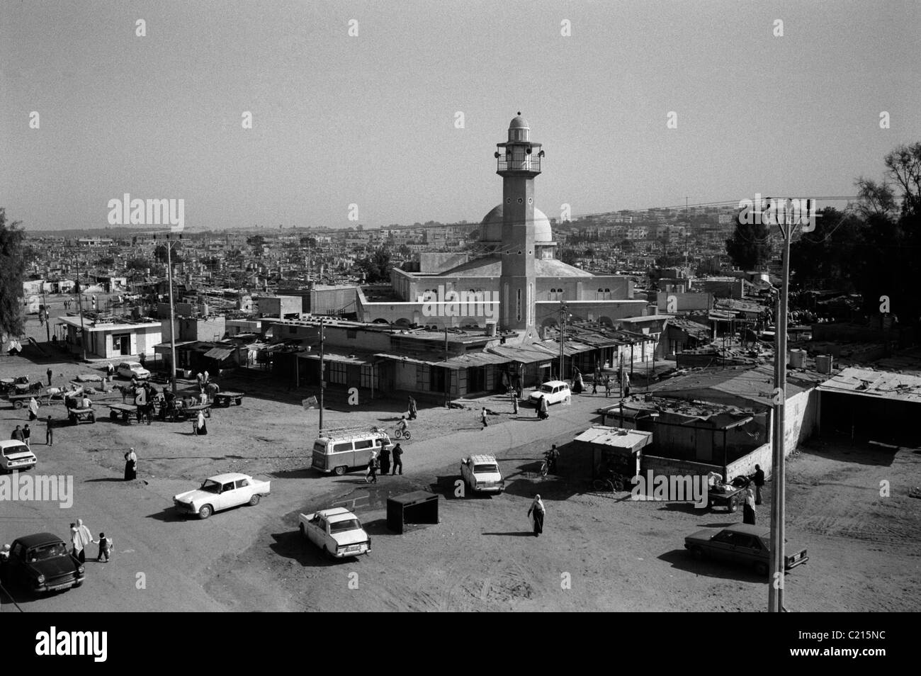 Jabalya Refugee Camp, Gaza 1988. View of the mosque. Stock Photo