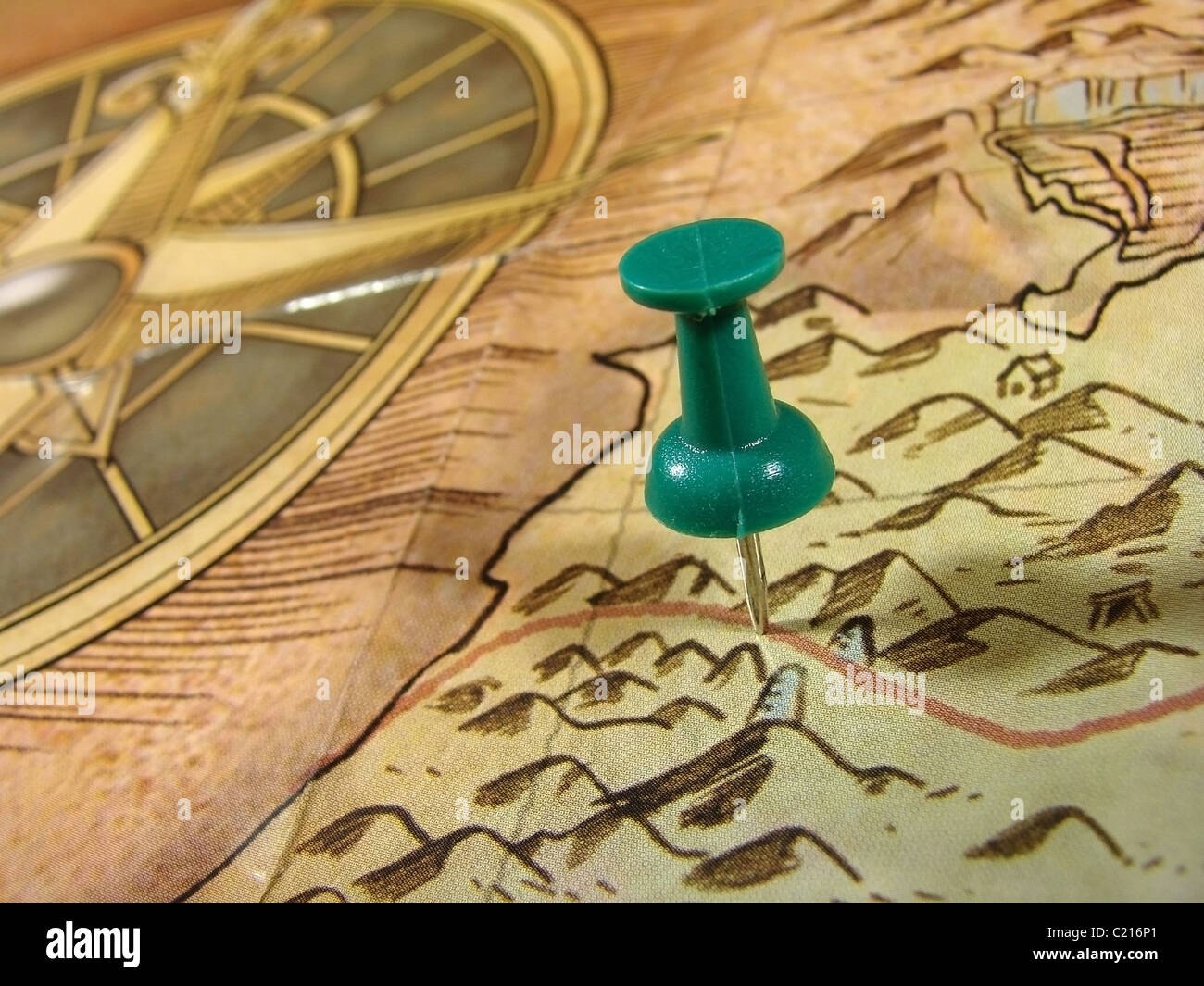 Map pin pointing Stock Photo