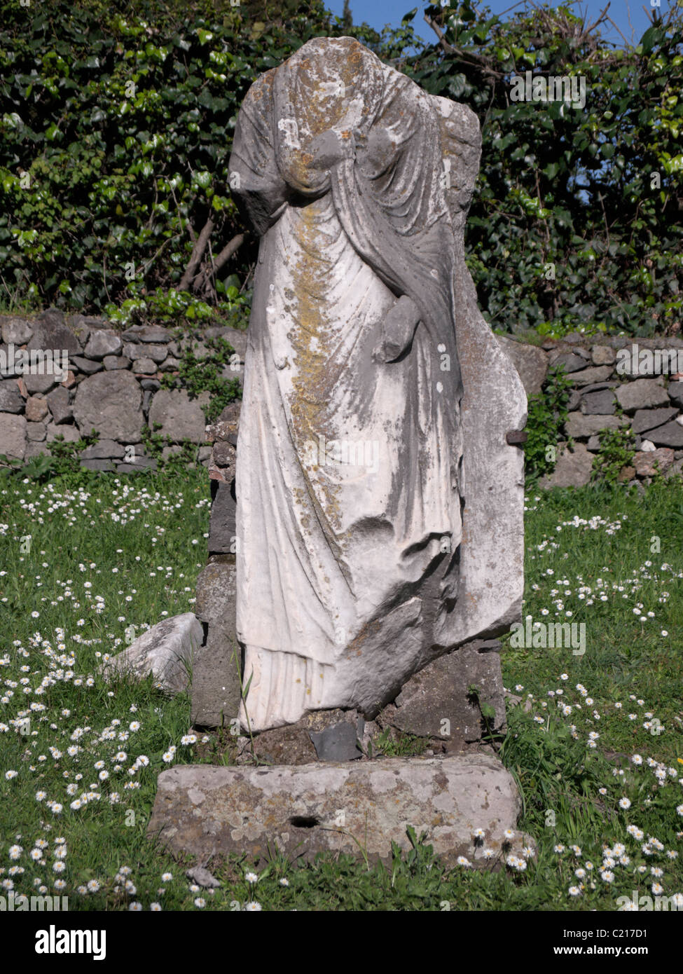 Statue on the Appian Way (Appia Antica) in spring Stock Photo