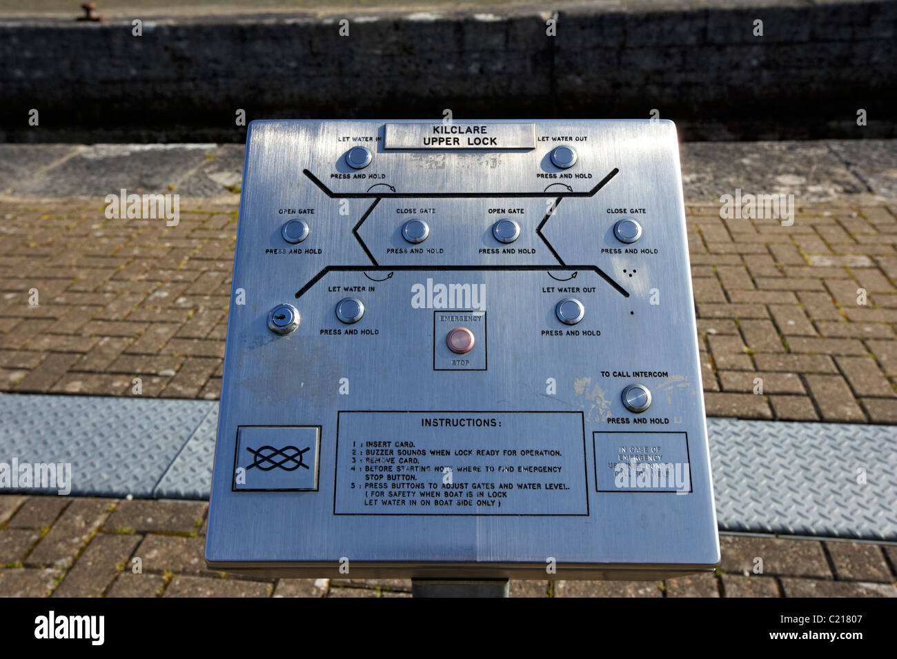 electronic lock controls for Lock 9 Kilclare Upper Lock Shannon-Erne Waterway County Leitrim Republic of Ireland Stock Photo