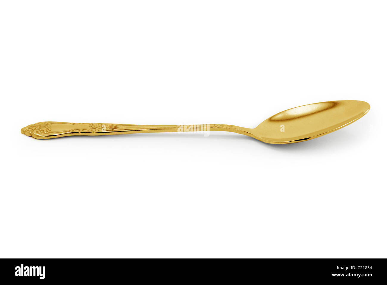 golden spoon with white background Stock Photo - Alamy