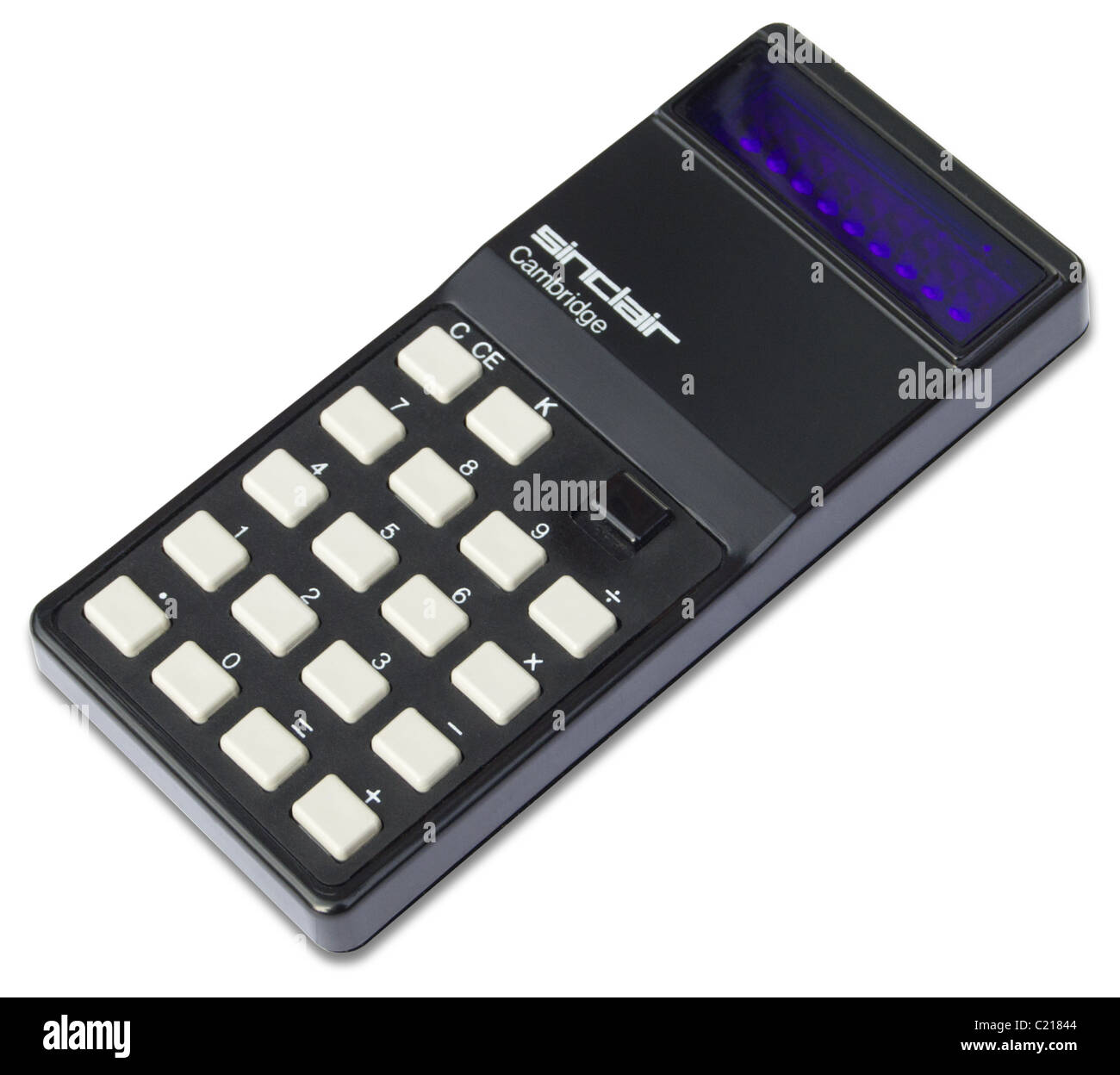 Sinclair Cambridge calculator from the 1970s (cutout, with drop shadow) Stock Photo