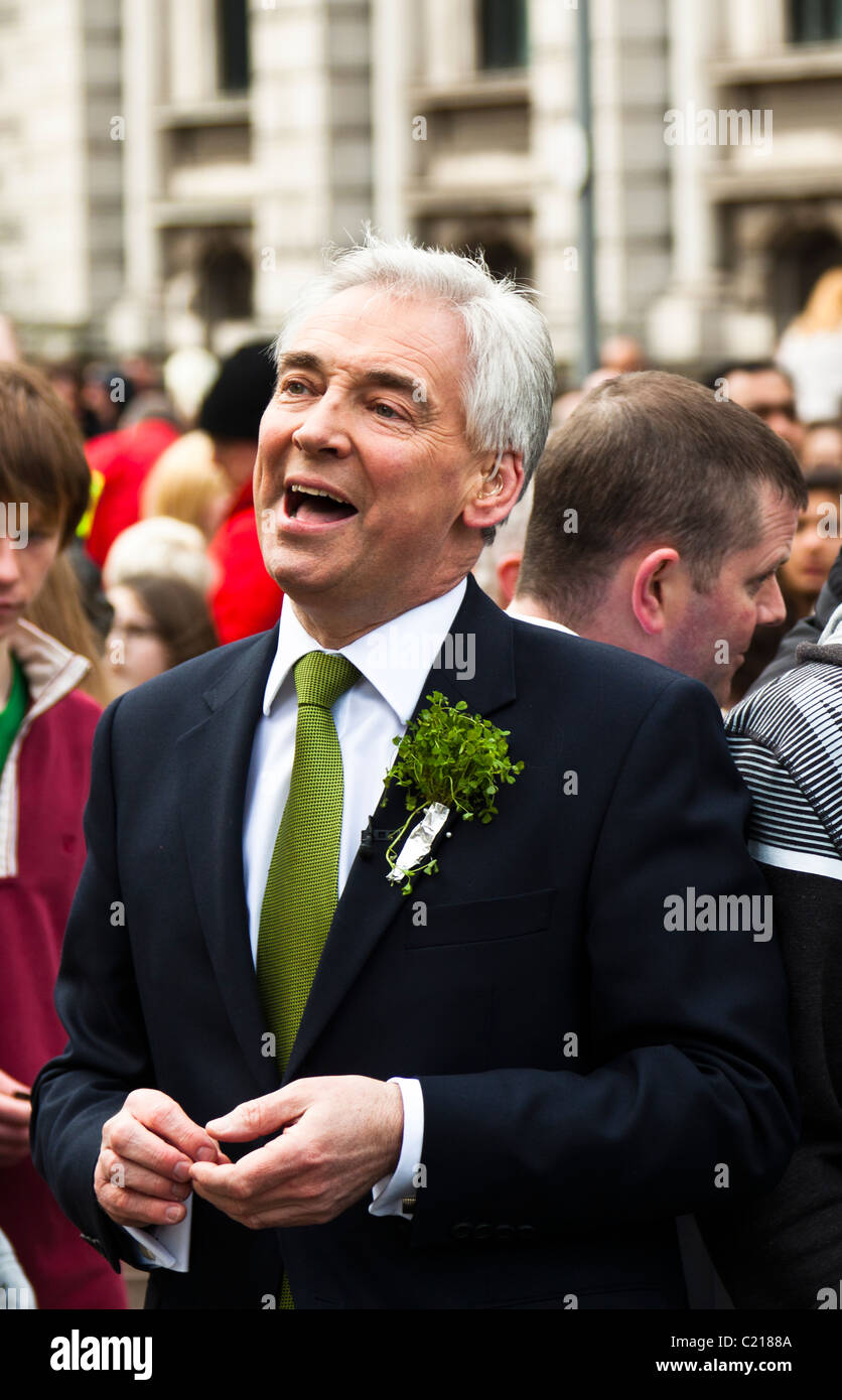 UTV News Presenter Paul Clarke at St Patrick's Day Celebrations, Custom House Square, Belfast.  2011 Stock Photo