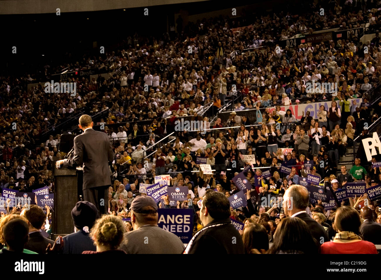 Barack Obama, mellon arena,October 27, 2008, October 27th, 2008 Election, presidential, nominee, Stock Photo
