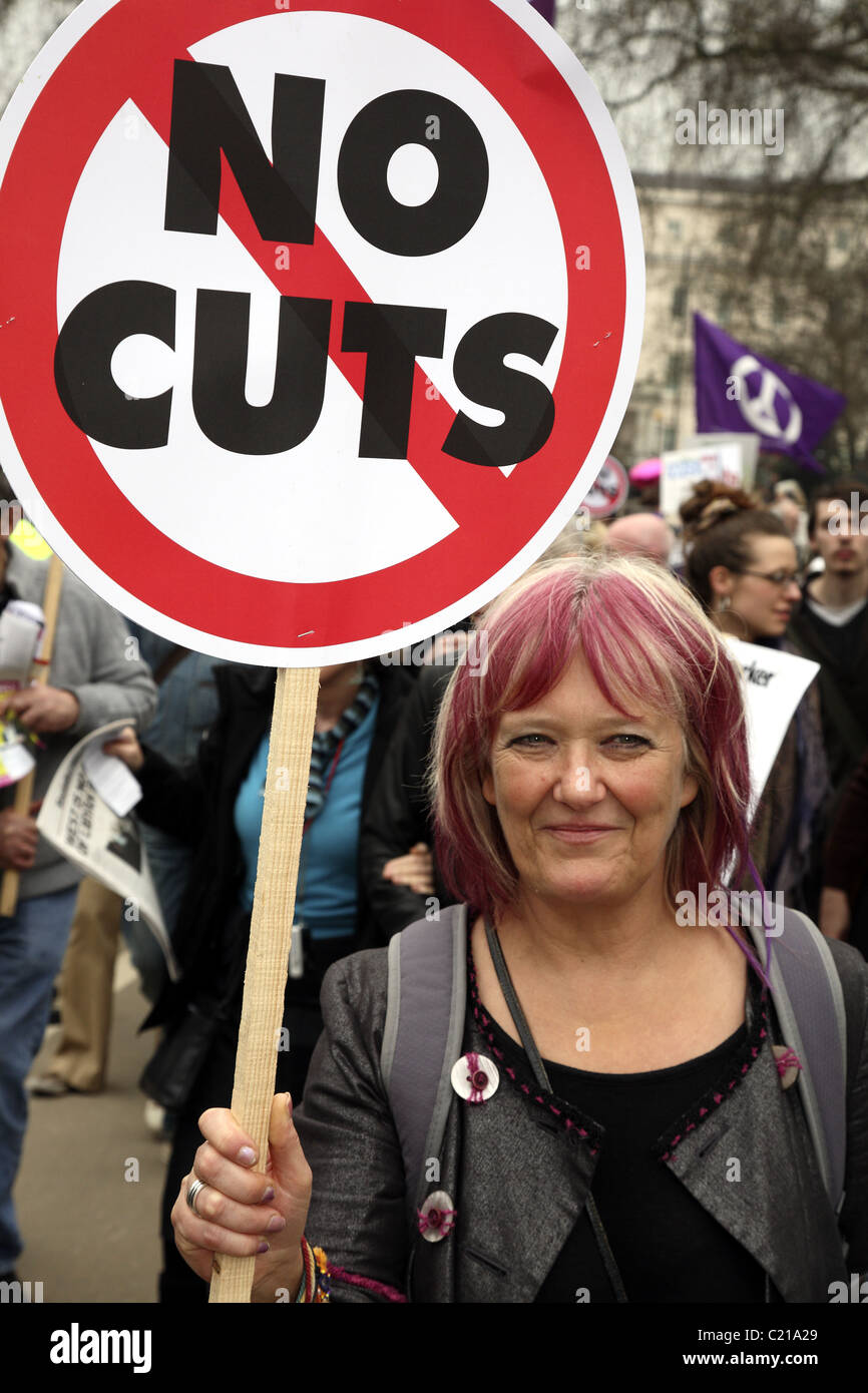 Demonstration against government cuts in public spending. Stock Photo