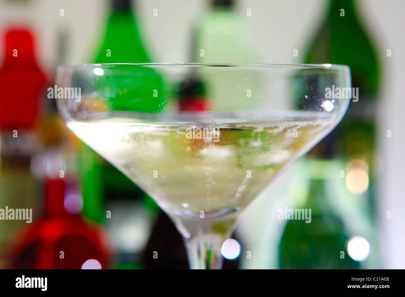 Glass of champagne on a bar. Stock Photo