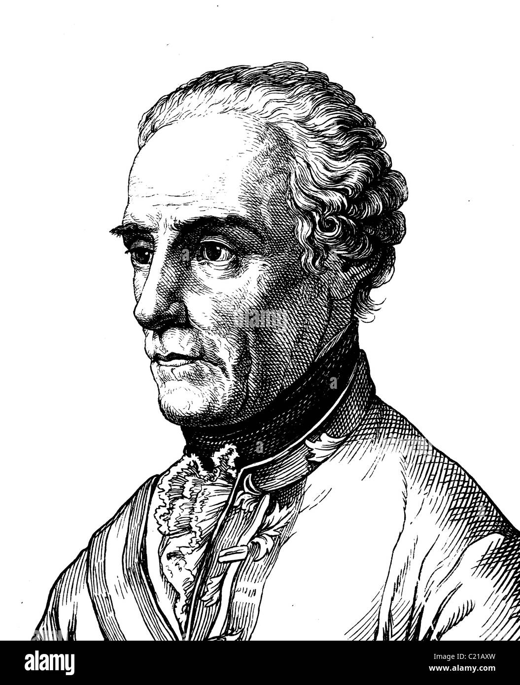 Digital improved image of Gideon Ernst Freiherr von Laudon, 1716 - 1790, Austrian general, portrait, historical illustration Stock Photo
