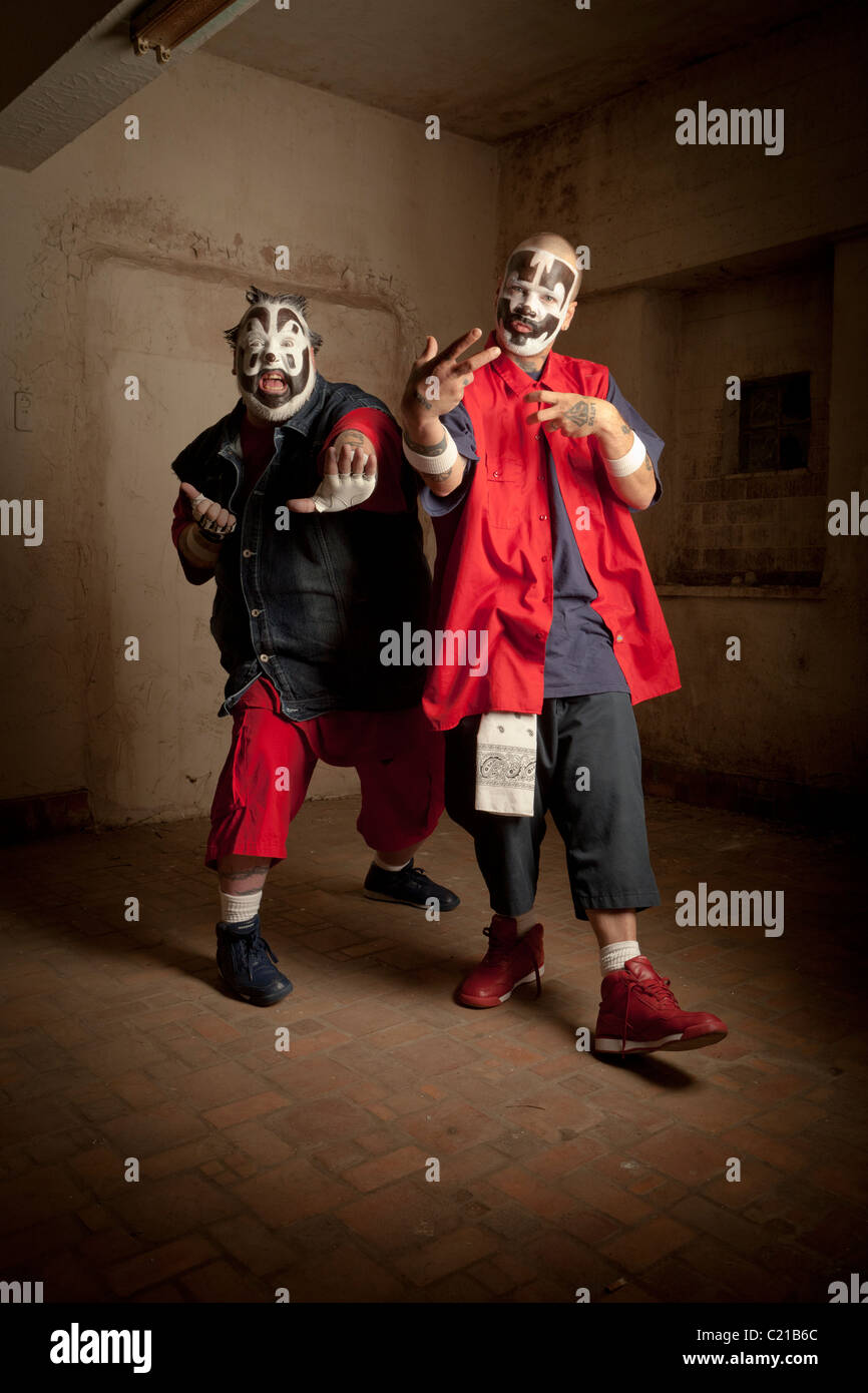 Violent J and Shaggy 2 Dope of Insane Clown Posse pose for pictures before a concert in Milwaukee, Wisconsin. Stock Photo