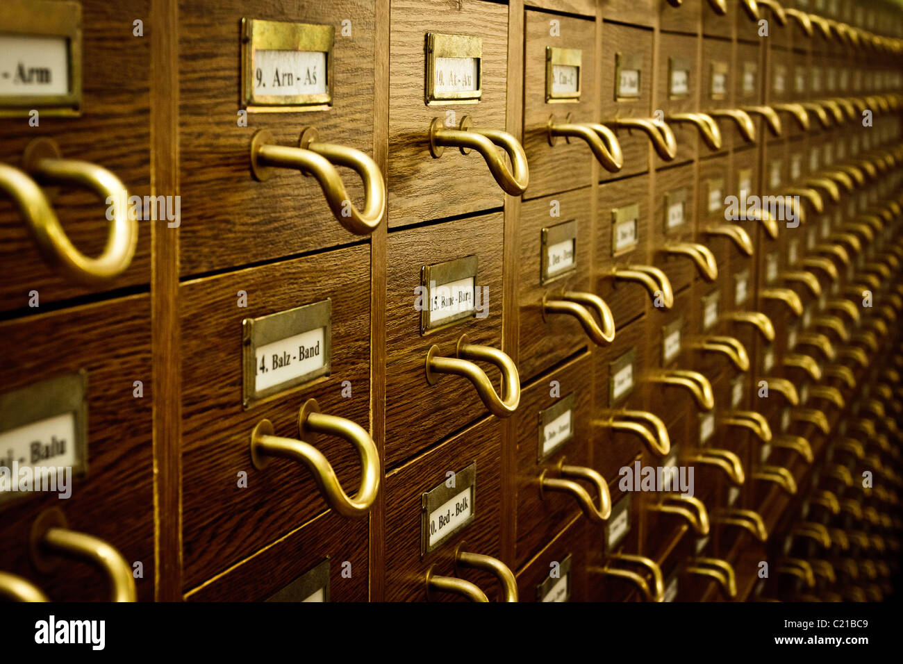 Old Vintage Library Card Catalog Stock Photo