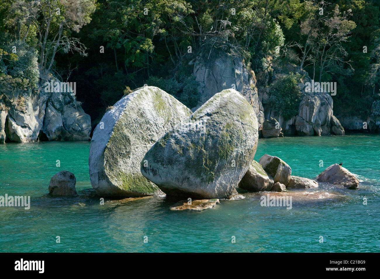 split apple rock in Abel Tasman national park, New Zealand Stock Photo