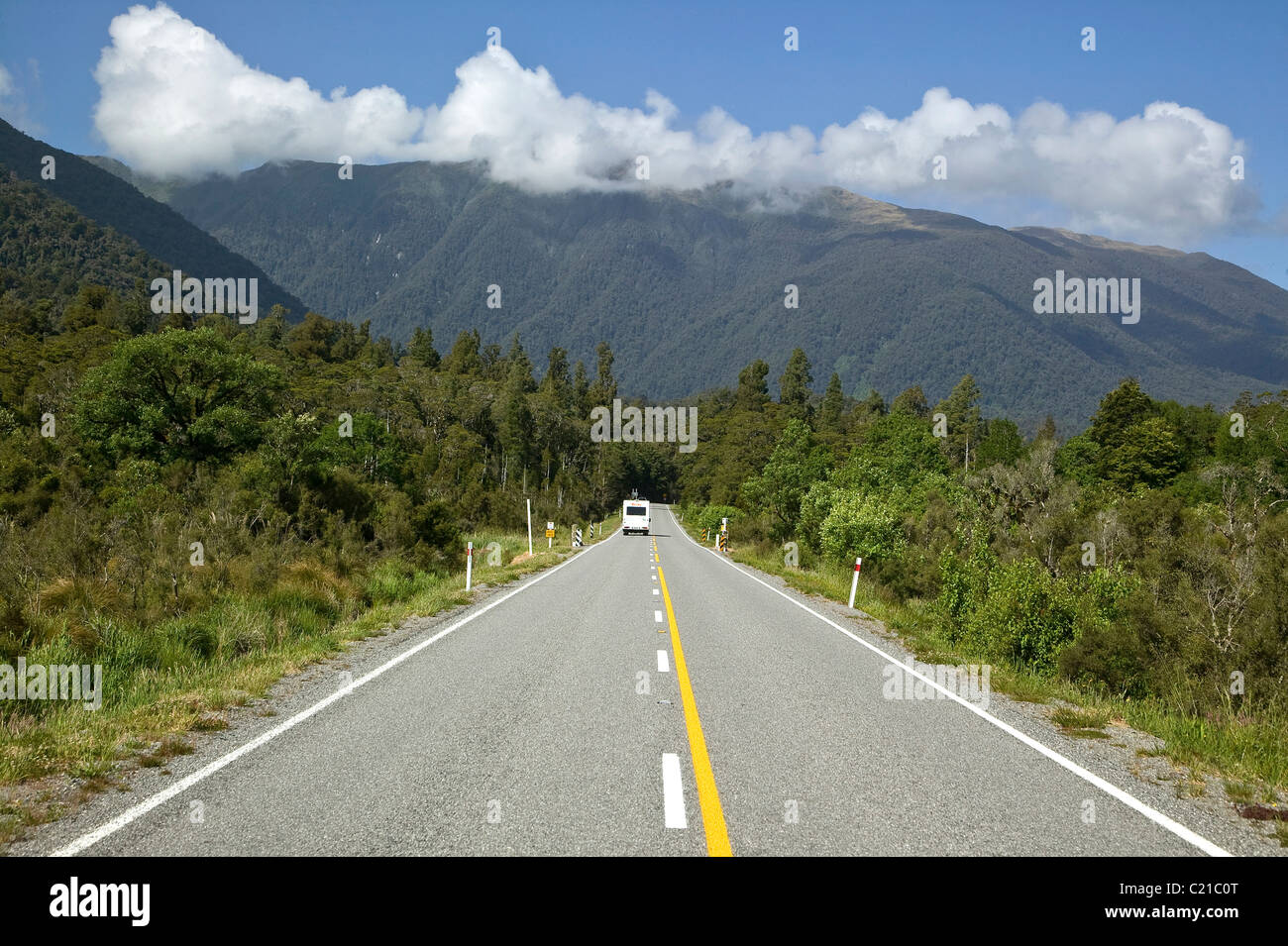 Straight road New Zealand Stock Photo