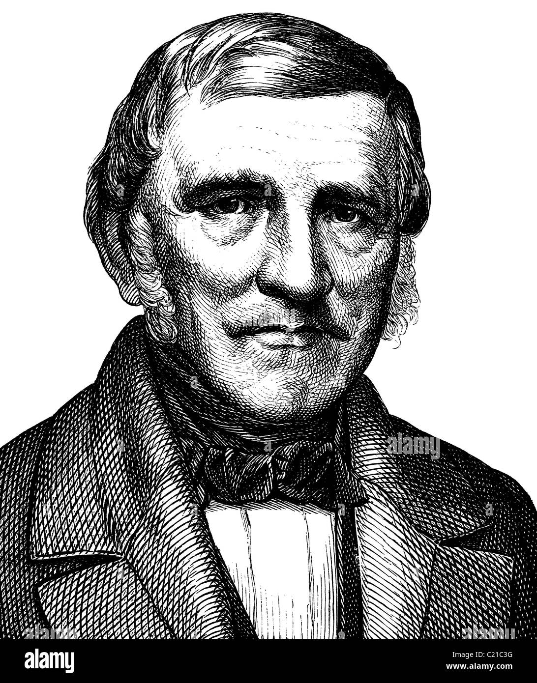 Digital improved image of Johann Franz Encke, 1791 - 1865, astronomer, portrait, historical illustration, 1880 Stock Photo