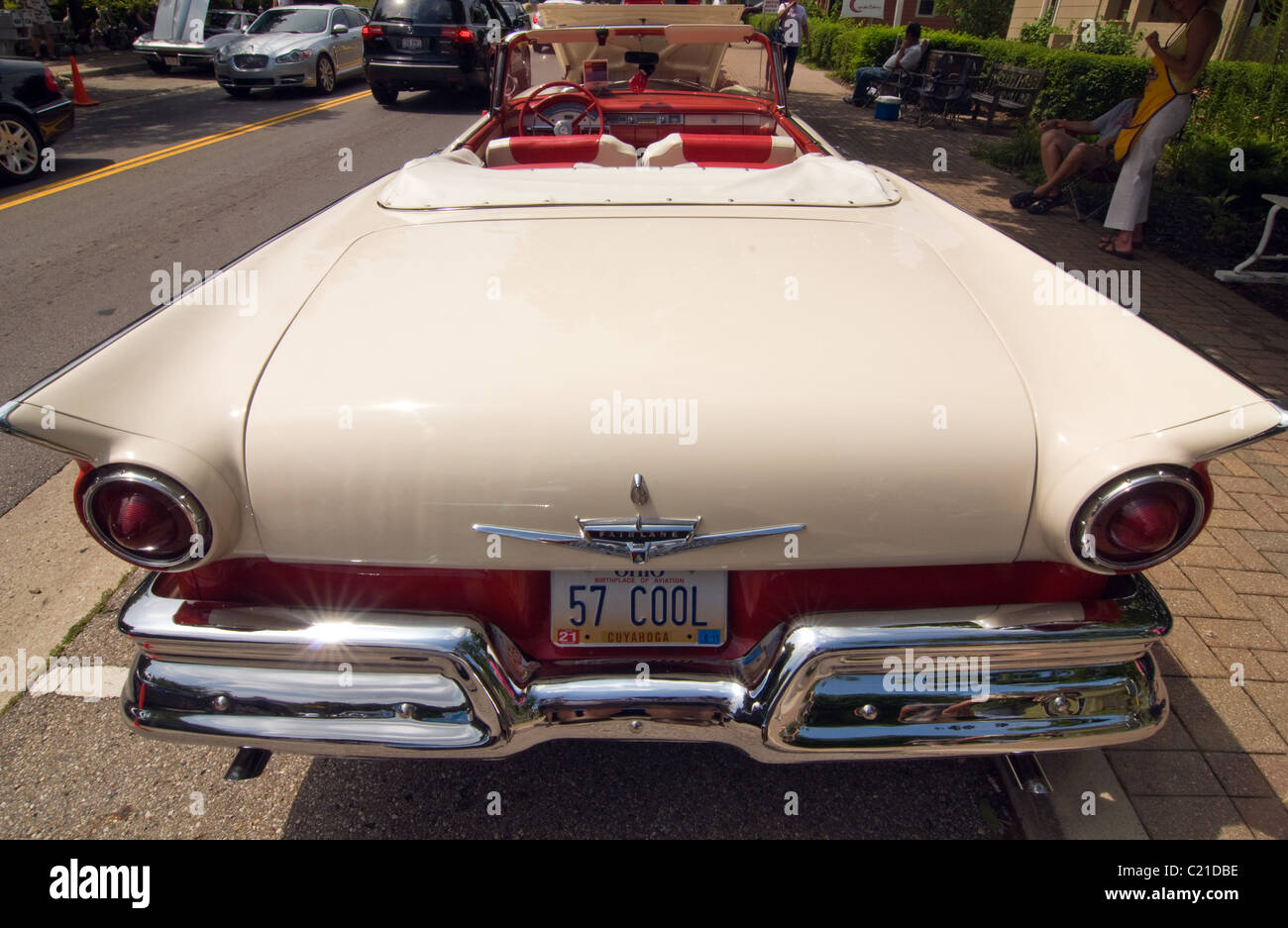 1957 Ford convertible rear at wide angle Stock Photo