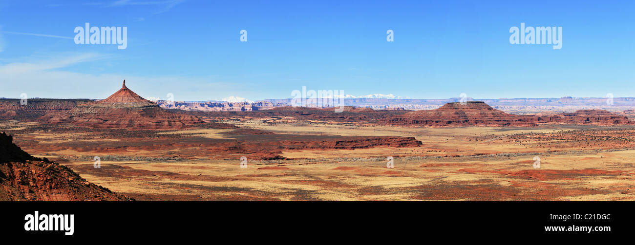 desert panorama from the Indian Creek area of Utah with the Canyonlands ...