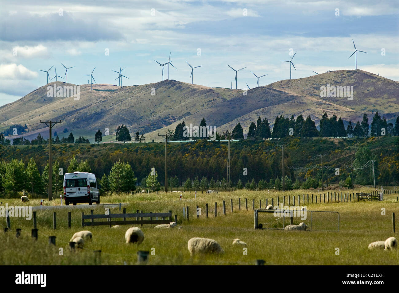 windmills near Lumsden, New Zealand, South Island Stock Photo Alamy