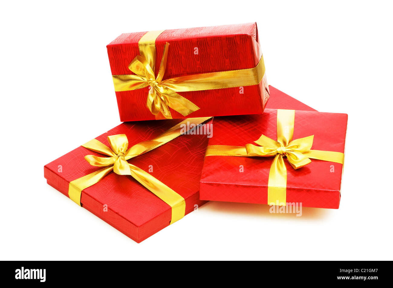 Gift boxes isolated on the white background Stock Photo - Alamy