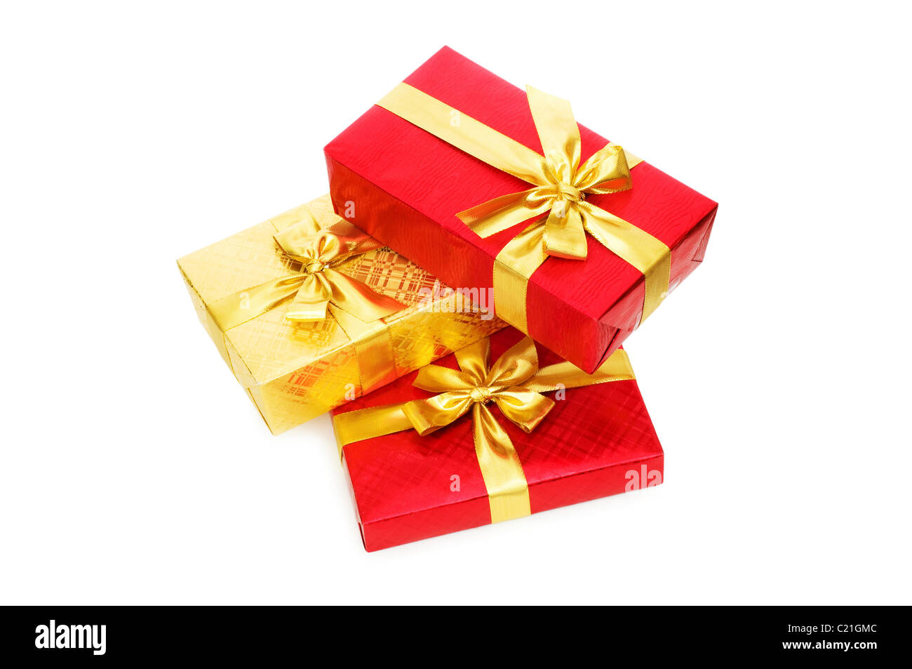 Gift boxes isolated on the white background Stock Photo - Alamy