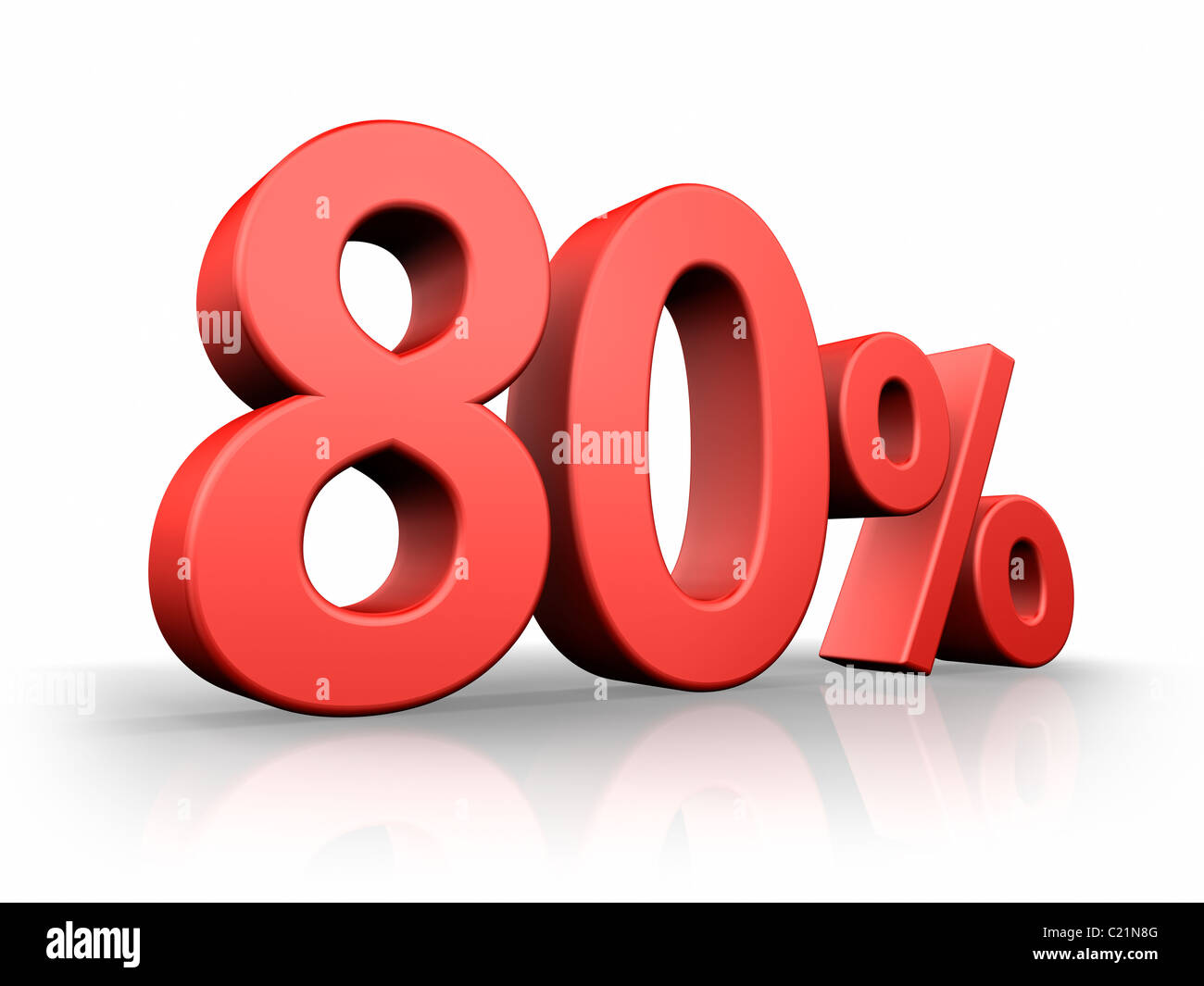 Red eighty percent, isolated on white background. 80 Stock Photo - Alamy