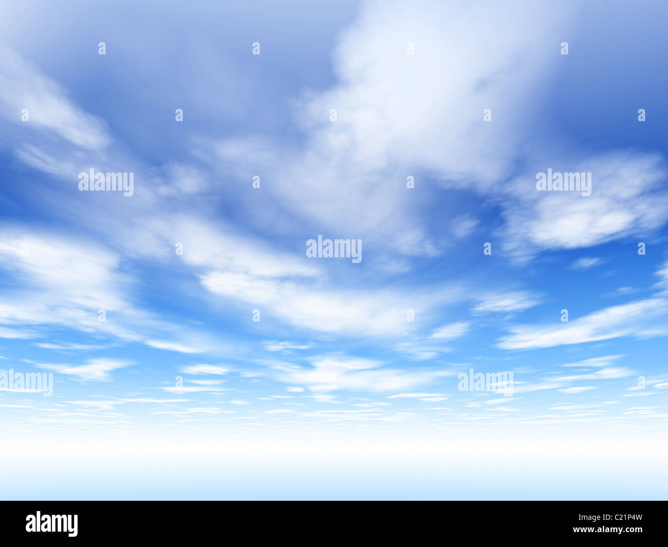 Blue summer sky with light white clouds, 3d render Stock Photo - Alamy