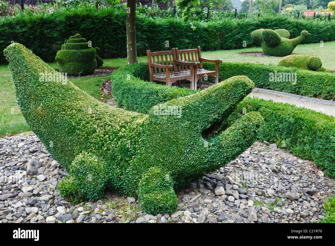 Topiary crocodile at Parc des Topiares (topiary gardens), Durbuy, Luxembourg, Wallonia, Belgium Stock Photo