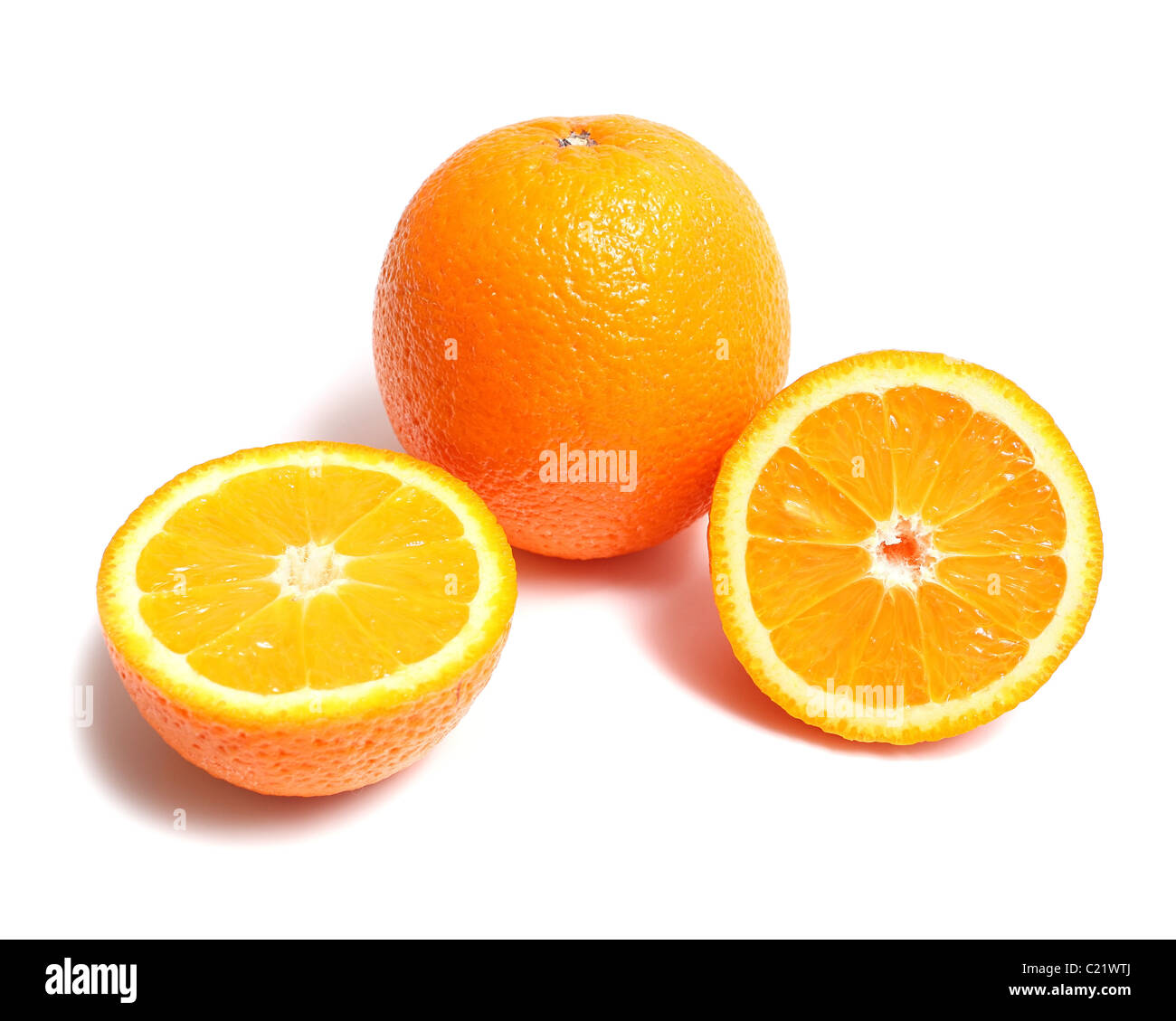 Orange With Ripe ripe orange section isolated on white background Stock Photo - Alamy
