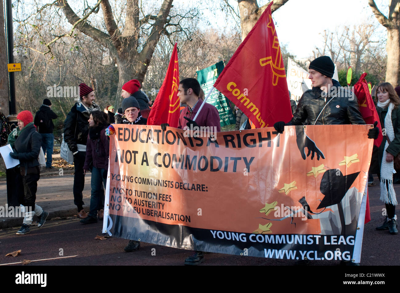 Young Communist League at Student protest against University fees, London, 09/12/2010 Stock Photo
