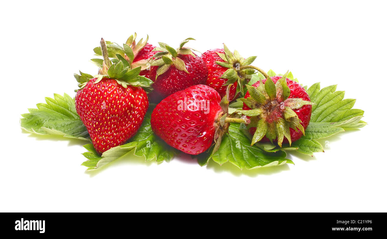 red ripe strawberry isolated on white background Stock Photo - Alamy