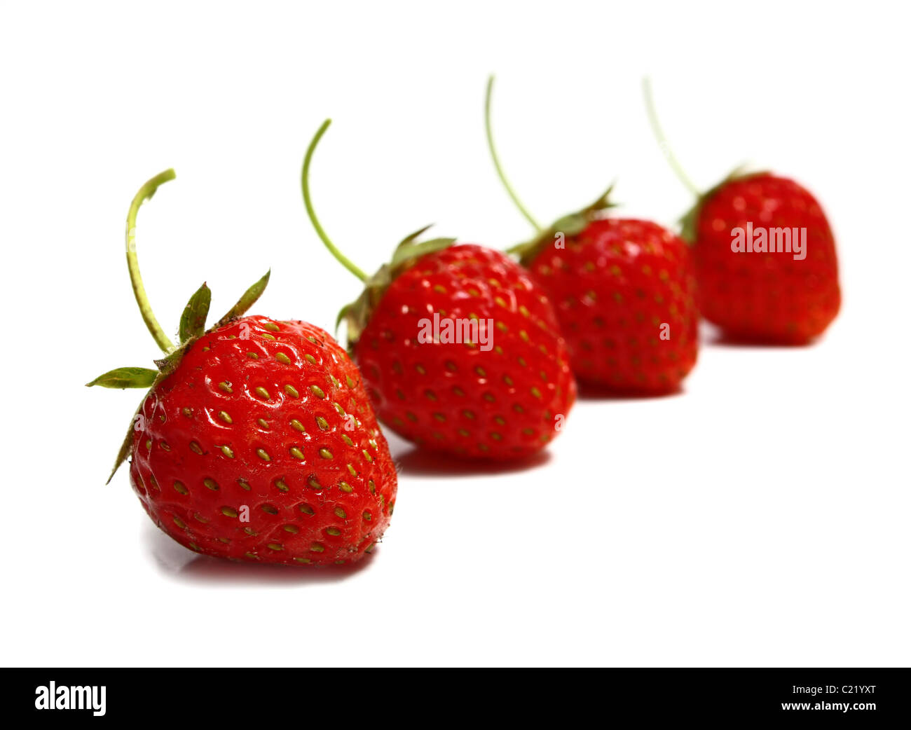 strawberries row isolated on white background Stock Photo - Alamy