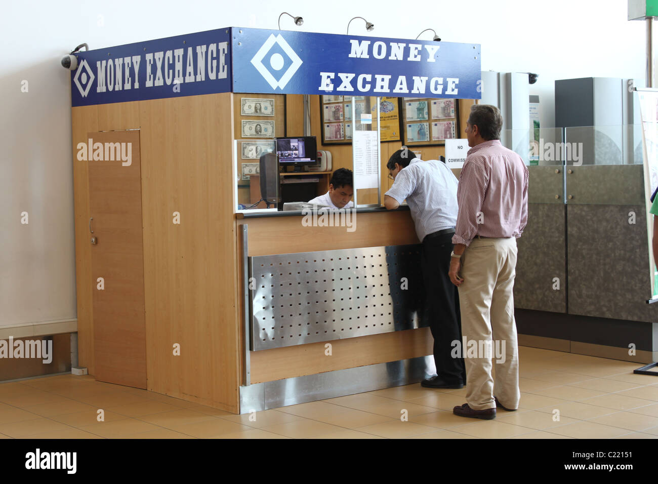 Airport Money Exchange Kiosk Stock Photo