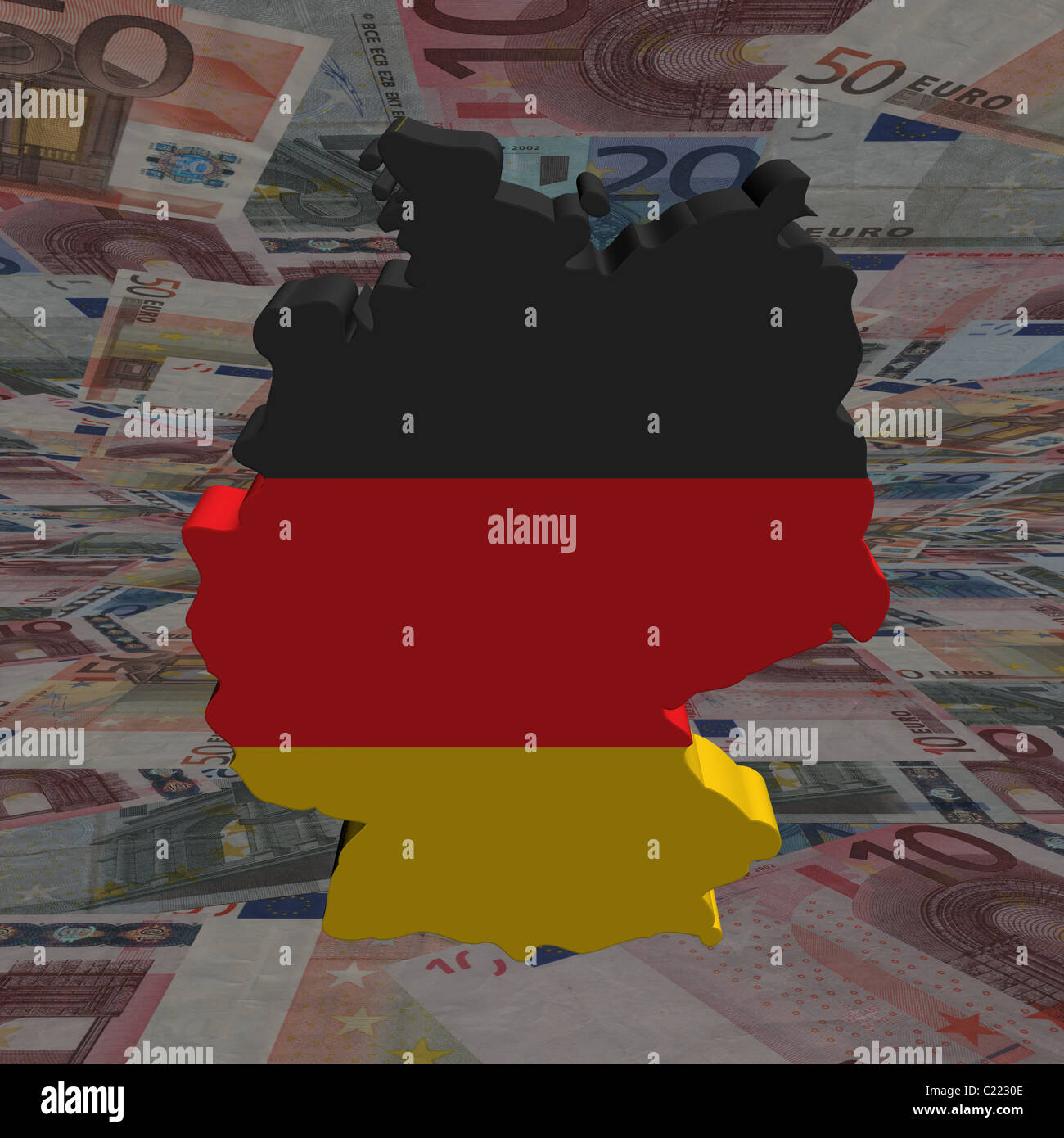 Germany map flag with euros perspective illustration Stock Photo Alamy