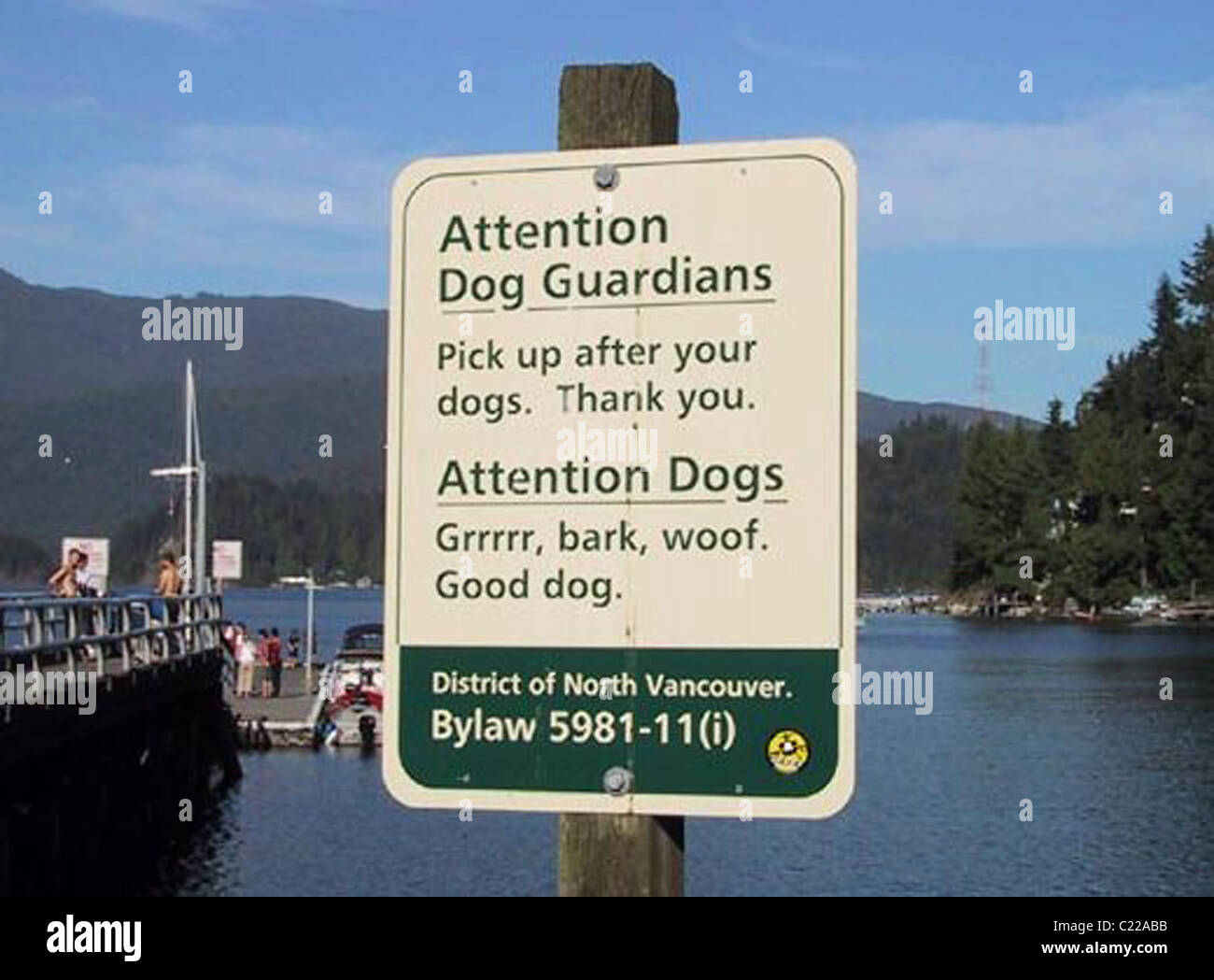 Funny Road Signs Attention Dogs, Vancouver Credit Stock Photo Alamy