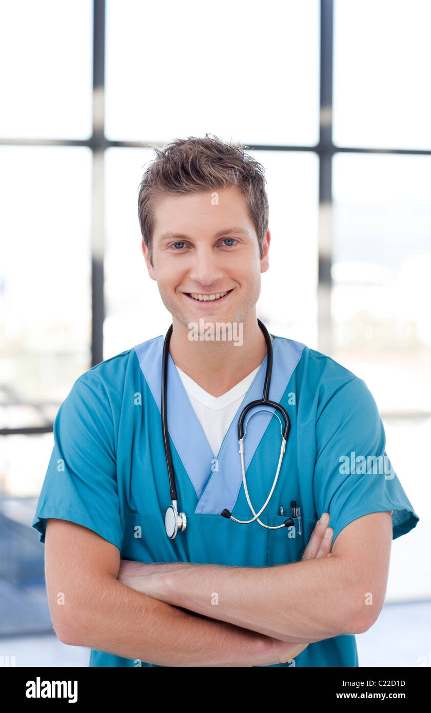 Attractive male nurse Stock Photo