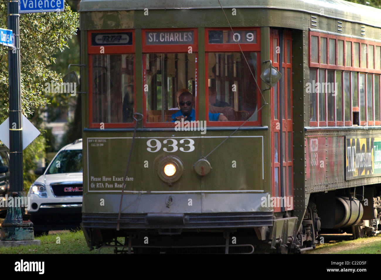 St. Charles Streetcar Line in the Garden District of New Orleans, Louisiana, USA. Stock Photo