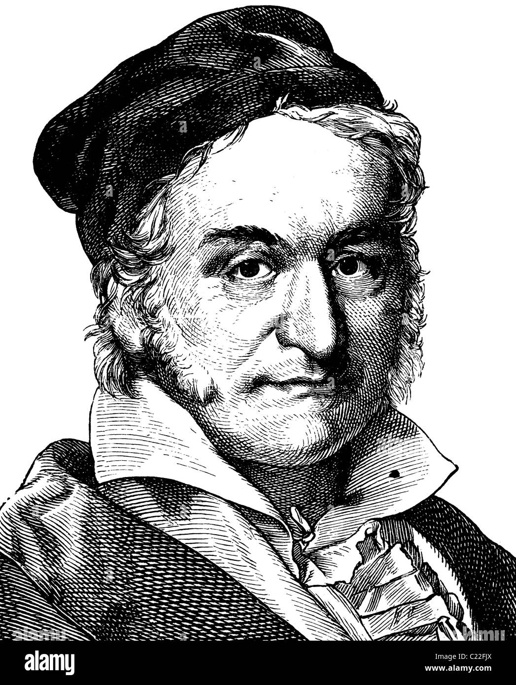 Karl Friedrich Gauss, 1777 - 1855, mathematician, physicist and astronomer, portrait, historical illustration, 1880 Stock Photo