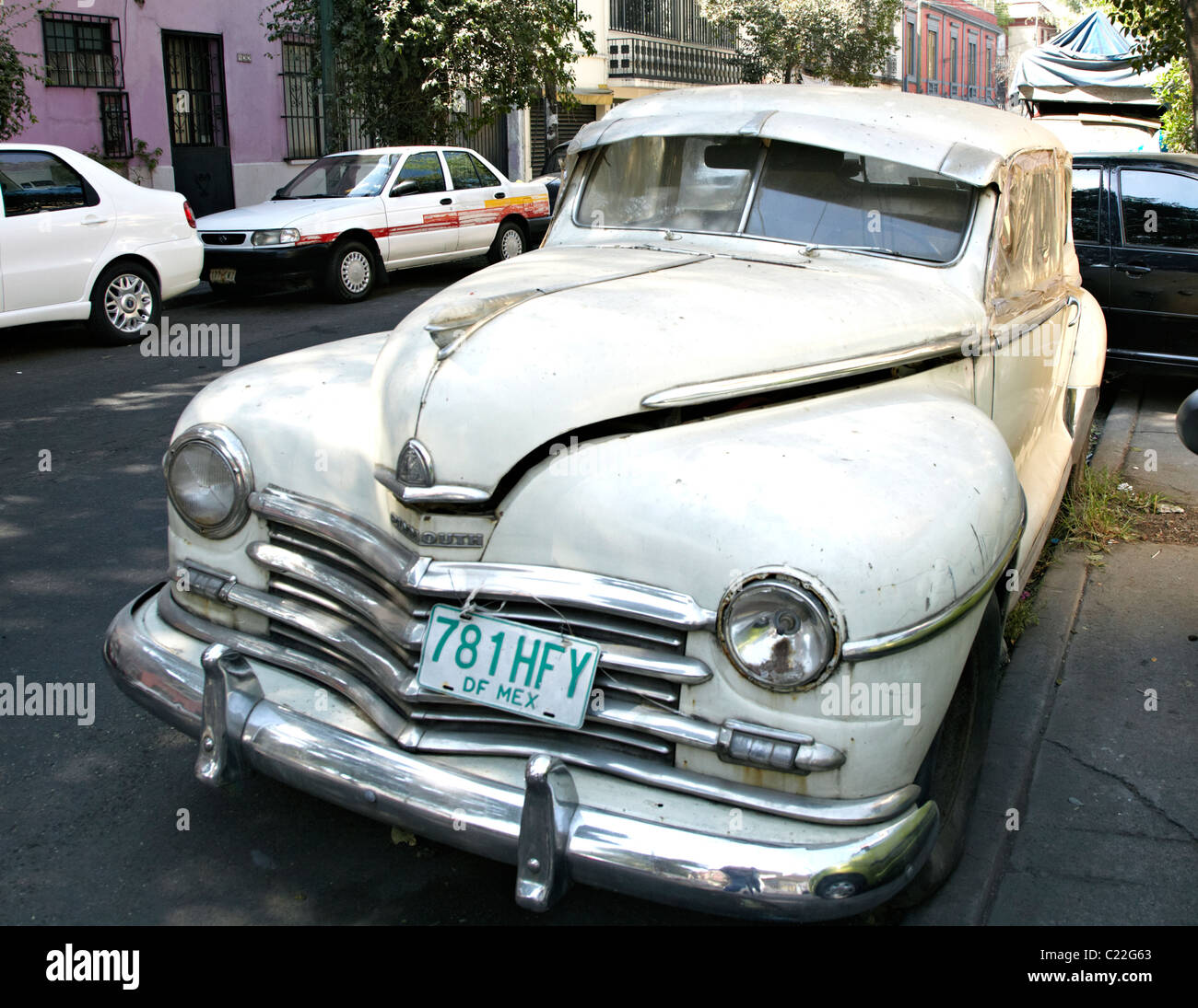 Classic 40's Plymouth Car Mexico City Stock Photo