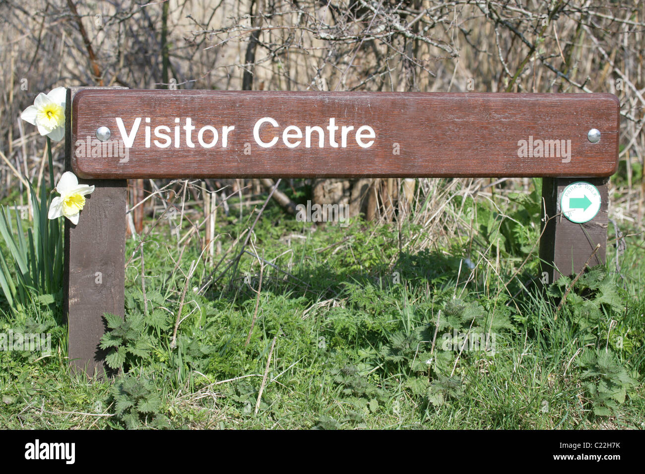 visitor centre sign in spring Stock Photo